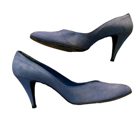 Stuart Weitzman For Mr. Seymour Blue Slip On Heels Size 7 - Picture 6 of 8